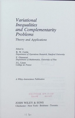 Variational inequalities and complementarity problems theory and applications :