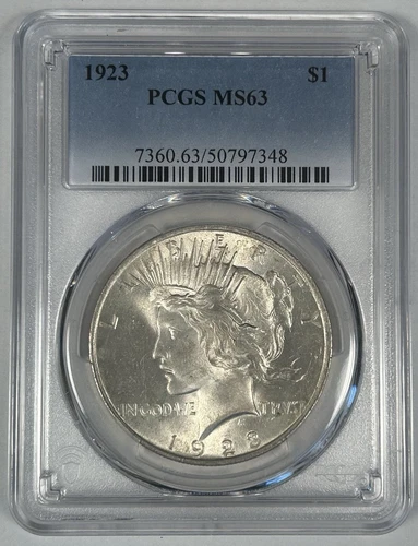 1923 Peace Silver $1 Dollar Coin PCGS MS 63