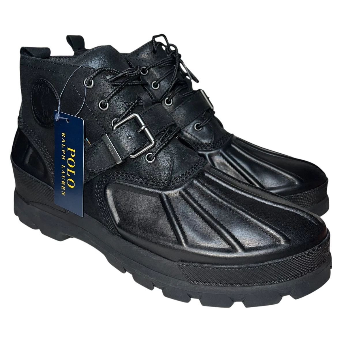 Polo Ralph Lauren Tyrek II Mens Black Leather Buckle Combat Boots 14D 0862 G11 Polo Ralph Lauren Buckle Boots for Men for Sale - Shop New  main image 3