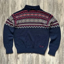 Vintage Polo Ralph Lauren RL '10 Fair Isle Knit Silk Sweater Size Medium NWOT
