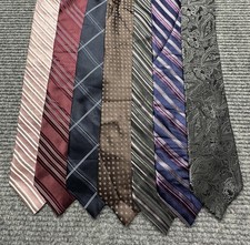 DKNY Silk Ties Mens Lot of 7 Mixed Patterns Striped Paisley Dots Neckties Dress