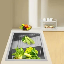 Stainless Steel Laundry Sink Balcony Wash Basin w/Washboard Utility kitchen Sink