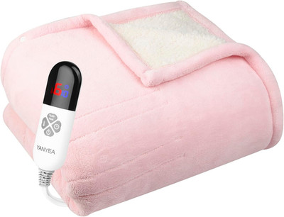 Electric Heated Sherpa Throw Blanket 50''x60'' Pink 6 Heat Settings