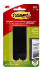 Command Large Picture Hanging Strips - 4 Pairs (8 Strips) Adhesive Strips, Black
