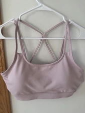 Gaiam Women's Yoga Sports Bra Light Pink Strappy Back Size Large NWOT Removable