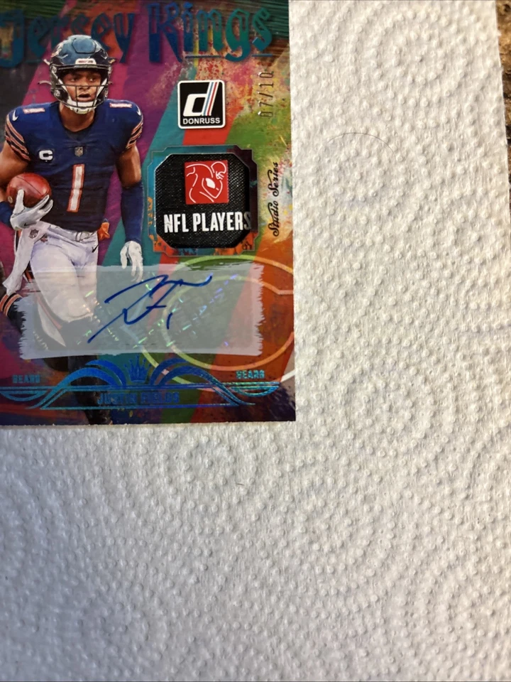 2023 Panini Donruss Jersey Kings Justin Fields #JK-14 Autographs /10 (AU, MEM) - Image 3 of 4