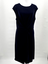 Ann Taylor Dress Sz M Navy Sheath Front Twist Sleeveless Stretch Career Capsule