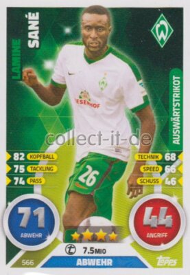 Match Attax Extra 16/17 2017 - 566 - Lamine Sané - Auswärtstrikot
