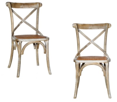 SET SEDIE CROSS VINTAGE PROVENZALI DECAPATE LEGNO MASSELLO OLMO