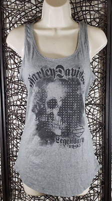 HARLEY DAVIDSON WOMENS TANK TOP SZ. M GRAY 2021 RAMSTEIN AFB GERMANY DOUBLE SIDE