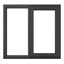PVC Double Glazed Window Glass & Frame RH Side Hung Over Fixed Panel By Crystal