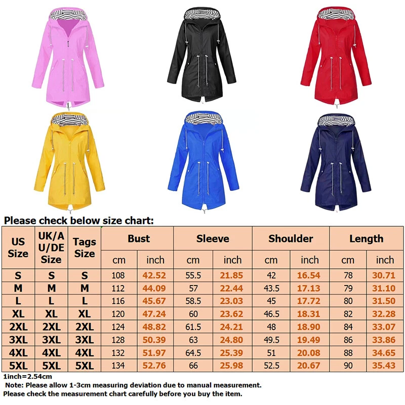 Womens Waterproof Raincoat Ladies Outdoor Wind Rain Forest Jacket Coat - Image 4 of 4