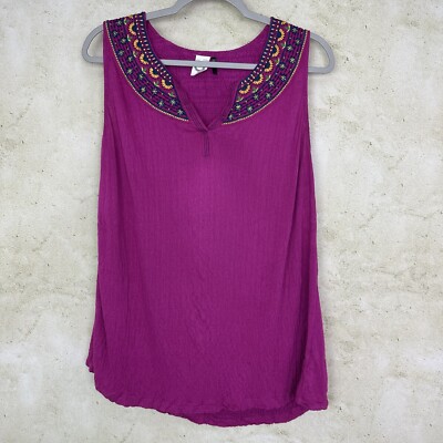 Anthropologie Akemi + Kin Women's Top Sleeveless Embroidered Purple Size XS