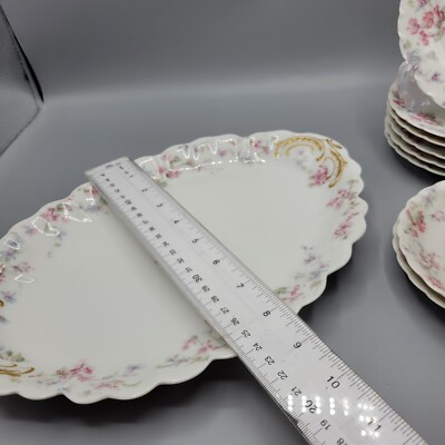 Antique Haviland Limoges China Set Of 16 Pieces Pink & Blue