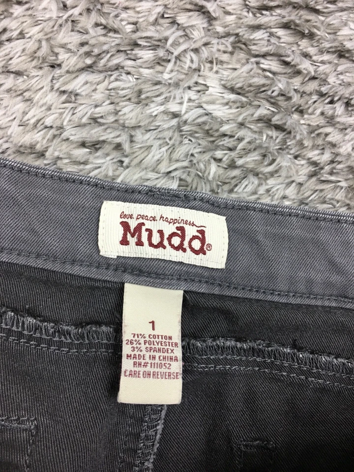Pantalones Mudd ajustados caqui para mujer talla 1 gris elástico mezcla de algodón para niños Foto 4 de 4