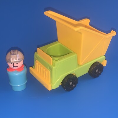 Vintage Fisher Price Little People Construction Dump Truck and Worker