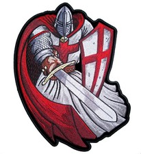 Christian Crusader Templar Knight W Sword Embroidered Patch Red