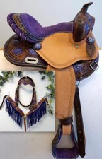 Western Mini Pony Barrel Saddle 10" PURPLE Metallic  Floral PONY Headstall BP