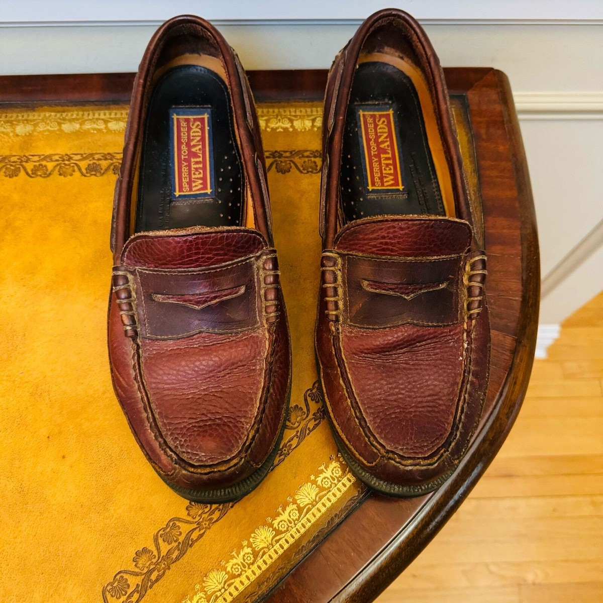 Sperry Top Sider WETLAND Moccasin Brown Leather Slip On Preppy Penny Loafers 9.5 Sperry Top Sider WETLAND Moccasin Brown Leather Slip On  main image 3