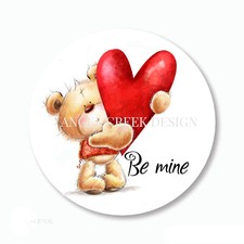 Be Mine CUTE Bear Valentine's Day Stickers Heart Favors Seals Valentine Labels