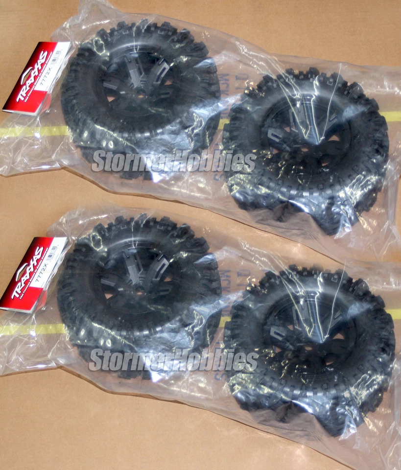 (4) Juego completo de 4 neumáticos montados Traxxas TRA7772X X-Maxx y XRT ruedas negras Foto 3 de 3