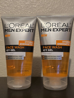 Lot of 2 - Loreal Men Expert Hydra Energetic Face Wash Icy Gel Scent 5 Oz