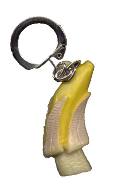 Retro Vintage BANANA PEEL KEYCHAIN Monkey Ape Fruit Gumball Charm Funky Jewelry