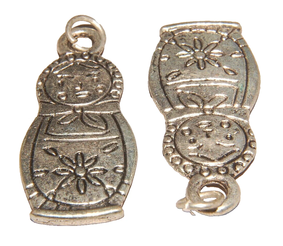 Russian Nesting Dolls #1 Charm  Tibetan Silver   J1358 - Image 2 of 4