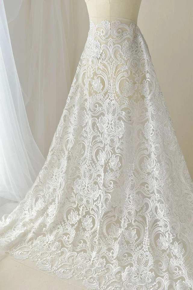 De Luxe Perlé Mariage Robe Bordure Dentelle Broderie DIY Tissu Dentelle 1 - Photo 3/4