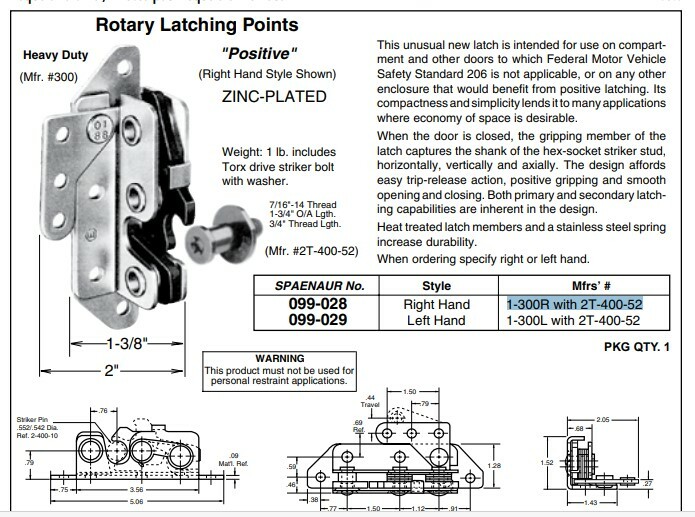 Eberhard Slam latch rotary dual stage RIGHT hand 099028 1300R with 2T