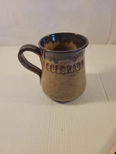 Hand Thrown Colorado Coffee Cup Artist Signed Glazed Neutral Color 