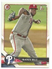 McKenzie Mills Philadelphia Phillies 2018 Bowman Baseball 1st Prospects Card