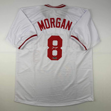 Facsimile Autographed Joe Morgan Cincinnati White Reprint Laser Auto Baseball Je