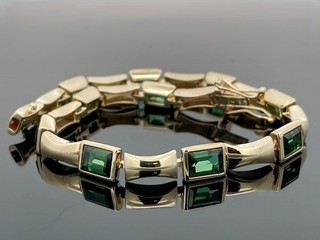 ARMBAND AUS 375/ GG MIT GOLCONDA TURMALIN FACETTENREICH SCHMUCKJAGD