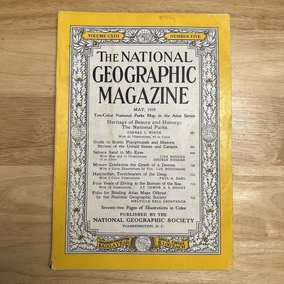 Vintage National Geographic May 1958 National Parks Sahara Mysore Hatchetfish