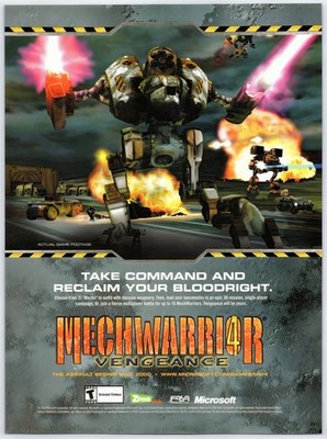 MechWarrior 4 Vengeance - PC Game - Vintage Original Print Ad/Poster Promo 2000