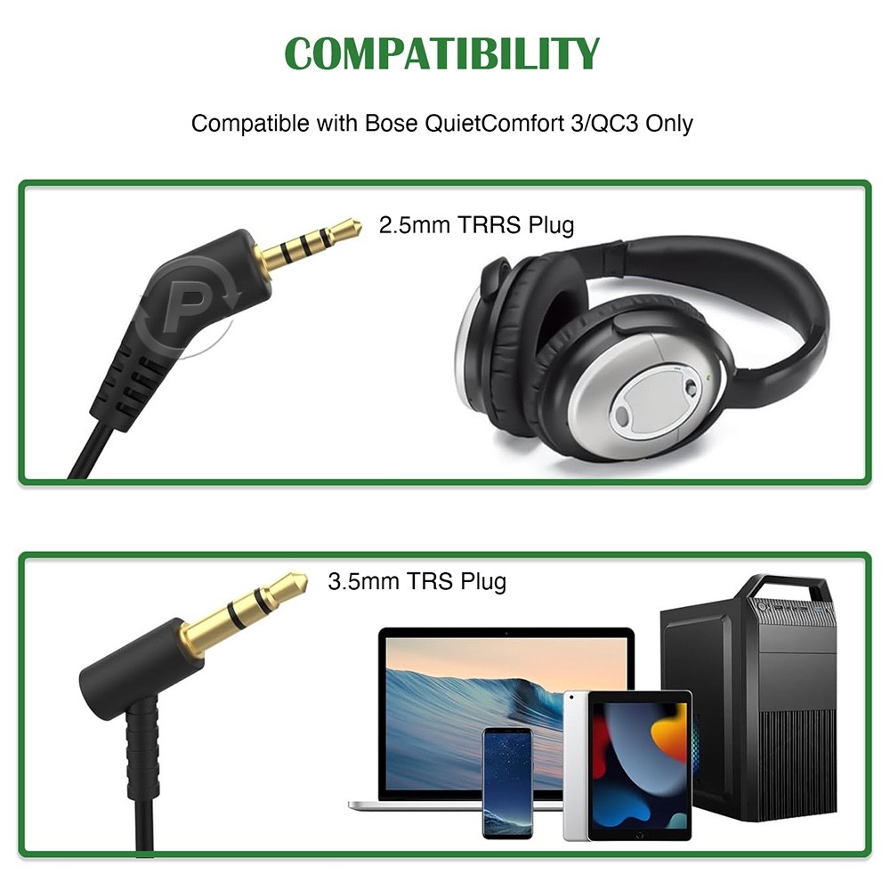 Replacement Audio Cable For Bose QuietComfort 3 QC3 Noise