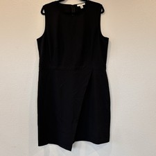 H by Halston Asymmetrical Dress Black Faux Wrap Dress Sleeveless Women's XL