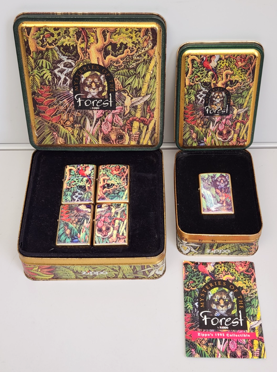 Set of 5, Zippo Mysteries Of The Forest 1995 Limited Collector's