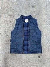 Weatherproof Vintage Men's Blue Quilted Vest M Plaid Lining Zip Front