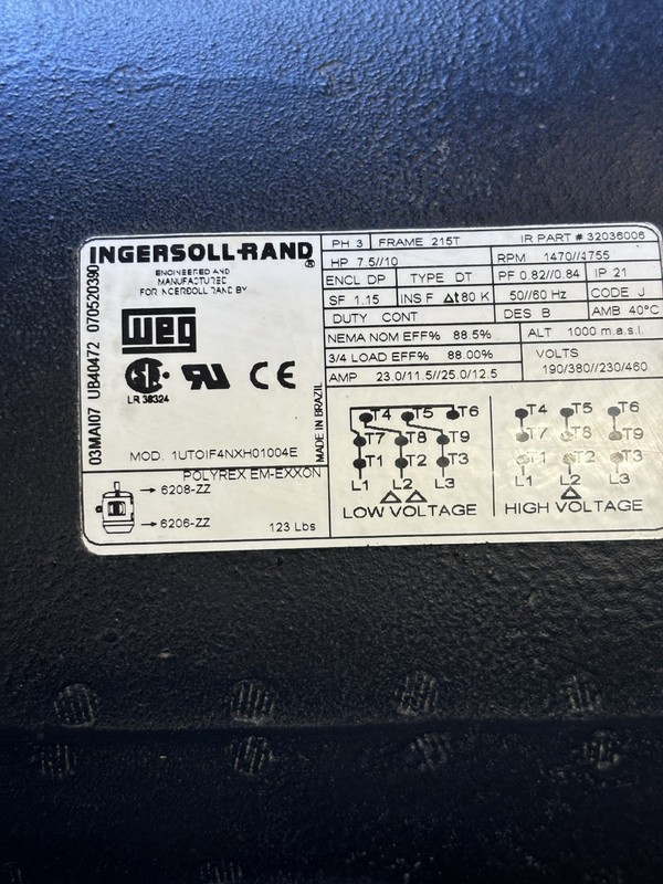 Ingersoll Rand  /Weg  10 Hp Electric Motor