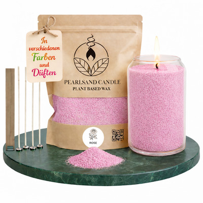 Kerzensand mit Duft 450g Wachsgranulat DIY Kerzen ohne Schmelzen Dochte inkl.