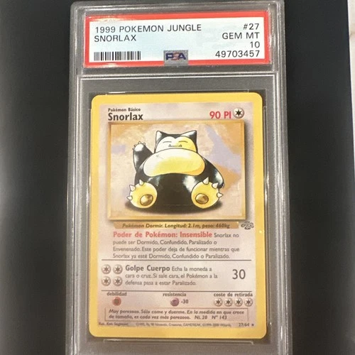 1999 Pokemon Jungle Snorlax SPANISH edition NON Holo #27 PSA 10