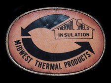 UD15105 VINTAGE 1970s  THERMAL SHIELD INSULATION  ADVERTISEMENT BELT BUCKLE
