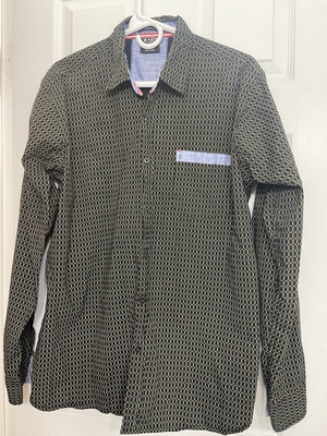 FAZE 1 Men s XL Shirt Long Sleeve Button Down Slim Fit black / gold