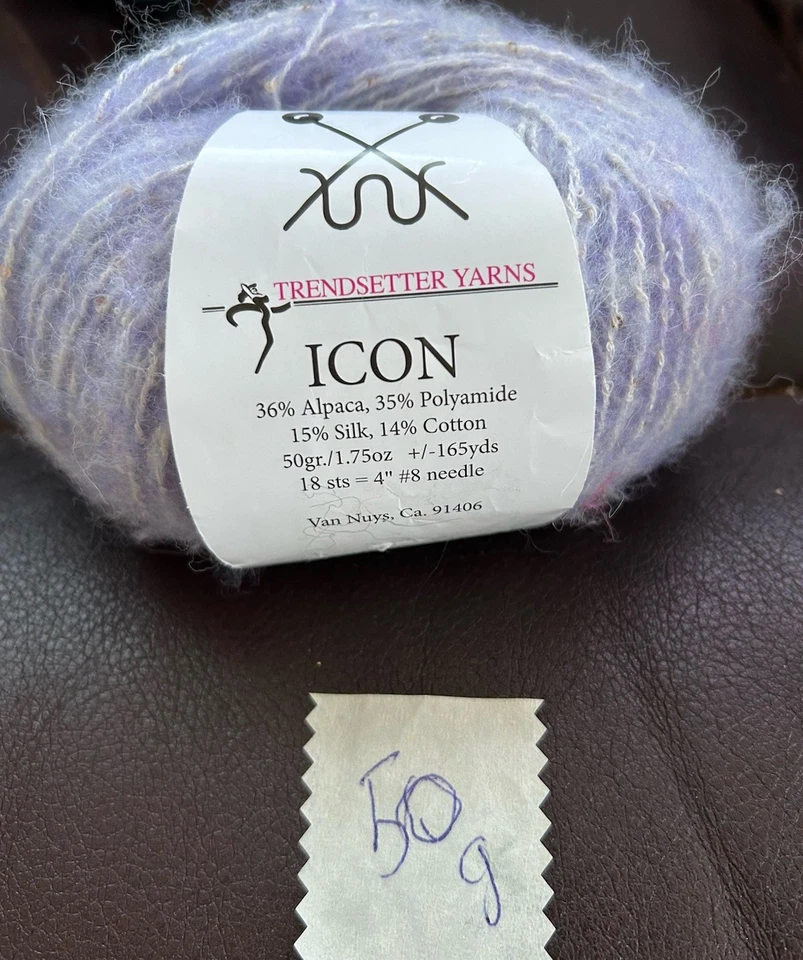 $13 Trendsetter "Icon" Alpaca Silk Blend Skeins Yarns Lilac Lavender Purple NWT - Image 2 of 3
