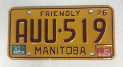 1976 Friendly Manitoba License Plate AUU-519