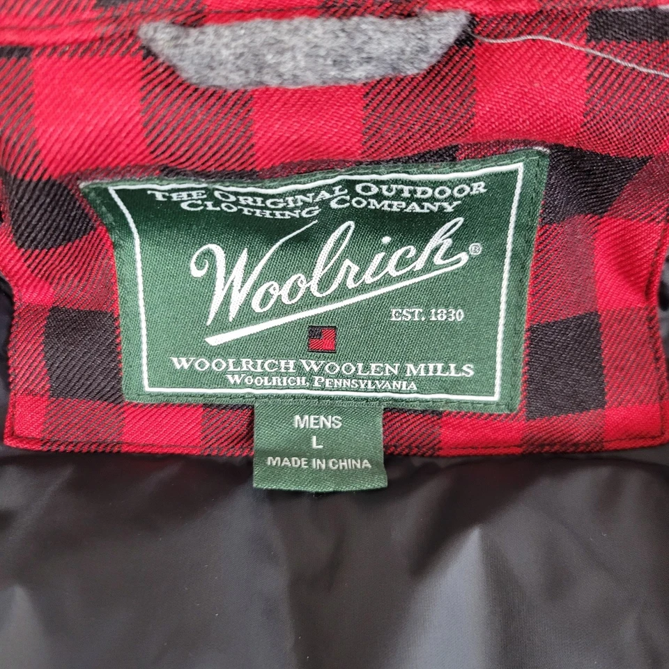 Woolrich Mens Large Vest Gray Heather w/ Plaid Wool Blend 80% Duck Down Puffer - Image 4 of 4