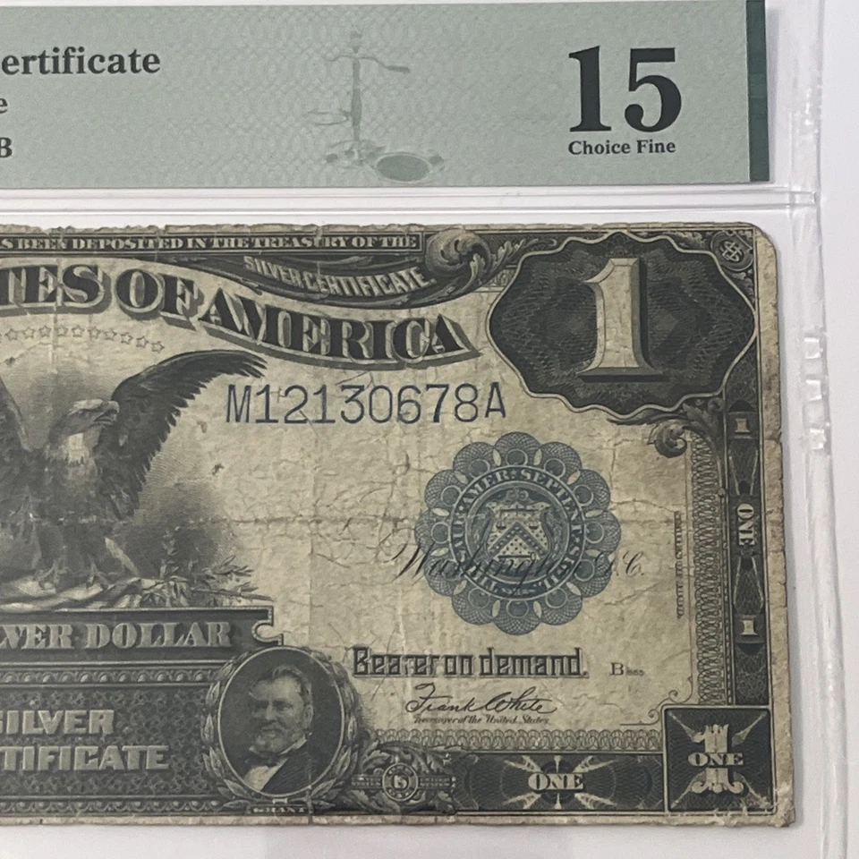 1899 $1 PMG 15 Black Eagle Silver Certificate Banknote - Image 4 of 4