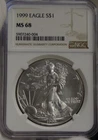 1999 US Silver Eagle $1 NGC MS68